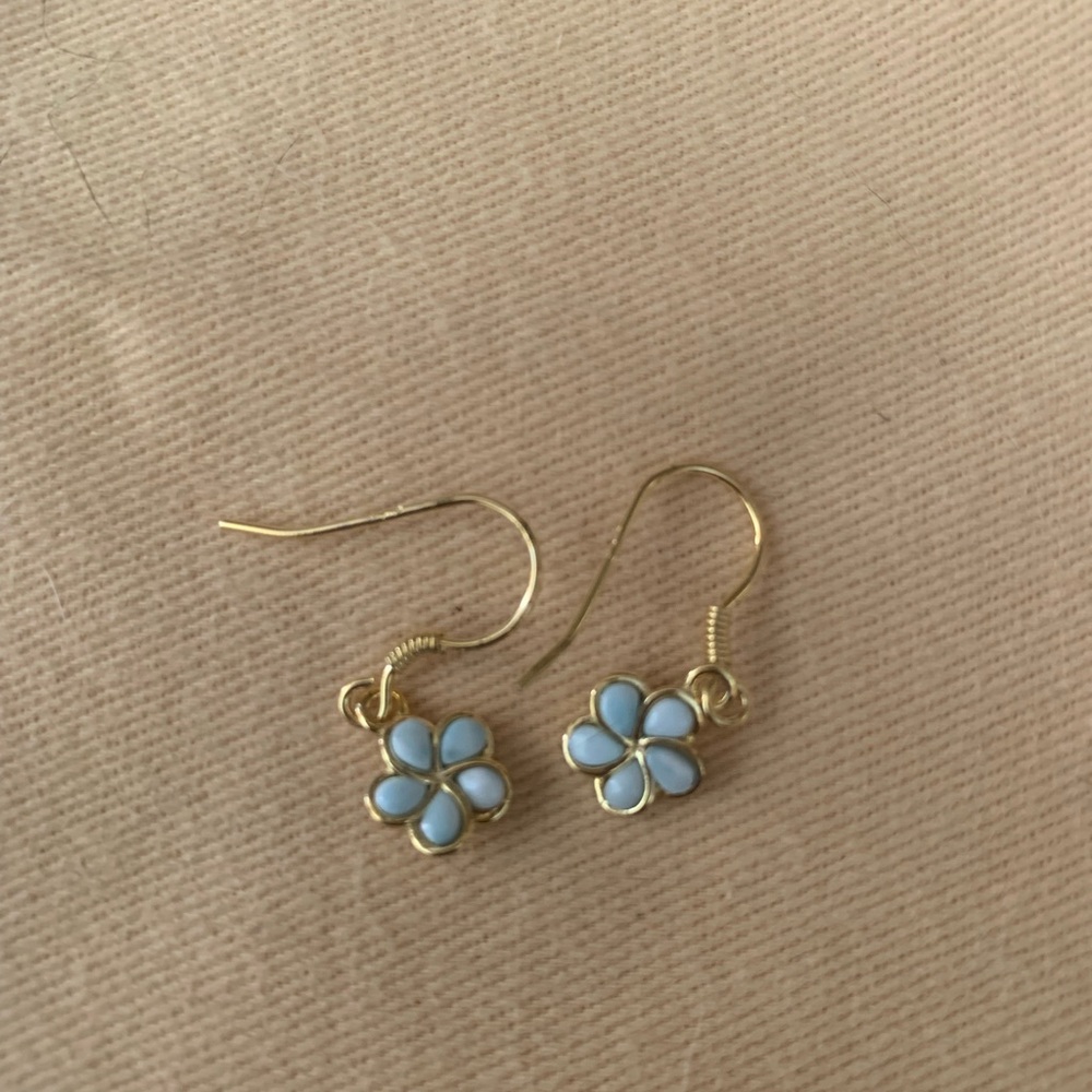New Larimar Flower Earrings
